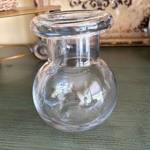 Vintage Hand-Blown Thick Clear-Glass Bulb Vase w/Rolled Lip 1960s Italy